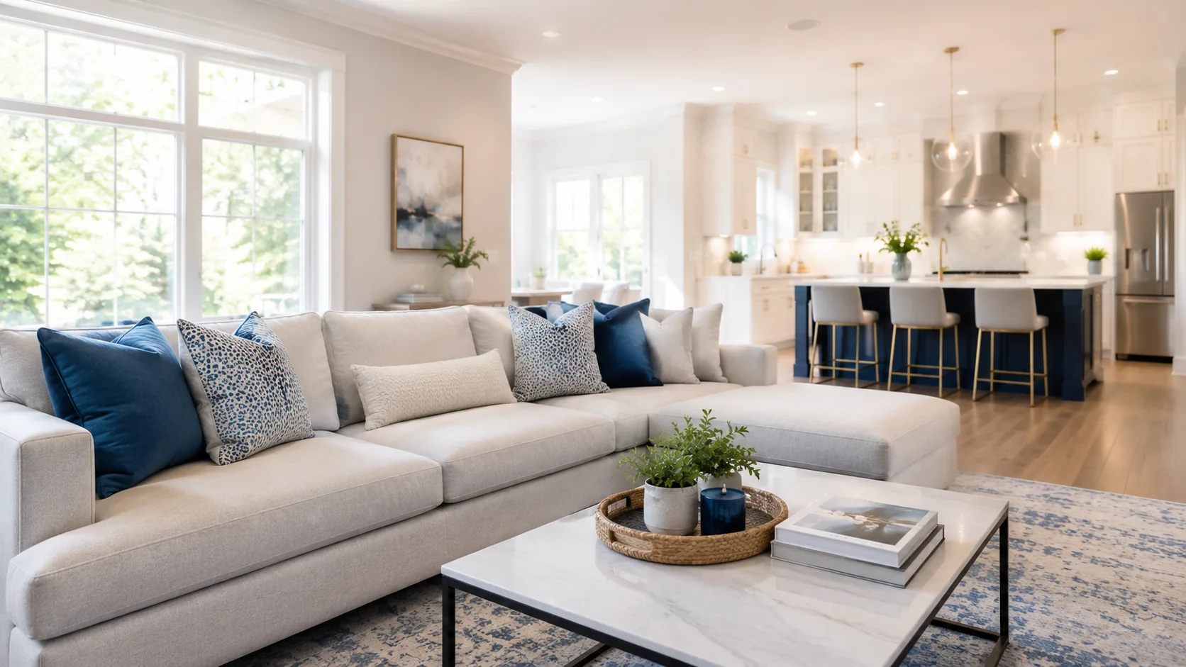 Clean residential living room
