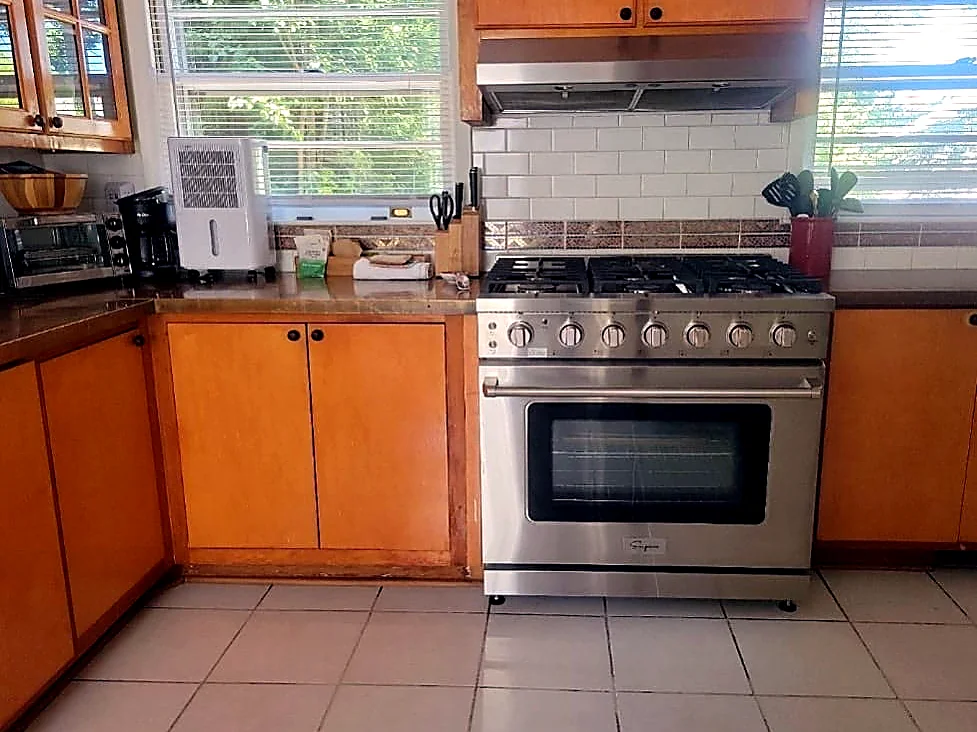 Clean stove and kitchen area